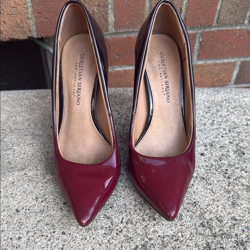 Christian Siriano Women's Burgundy Patent Pointed-Toe Pumps